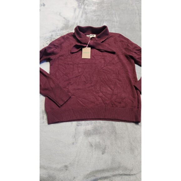 NWT BODEN Women's Size Medium Deep Wisteria Knitted Bow Sweater - Picture 1 of 9